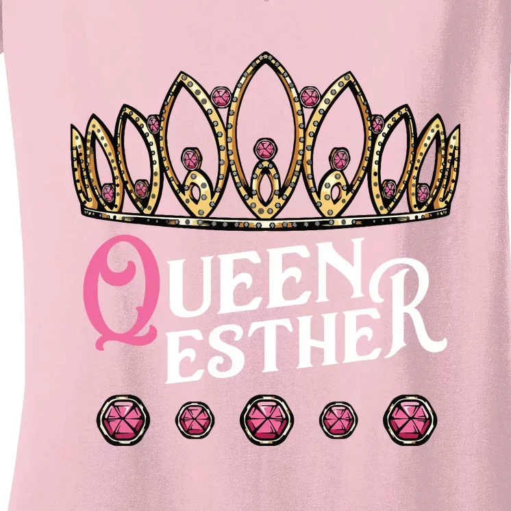 Queen Esther Jewish Purim Costume Humorous Holiday Carnival Women's V-Neck T-Shirt