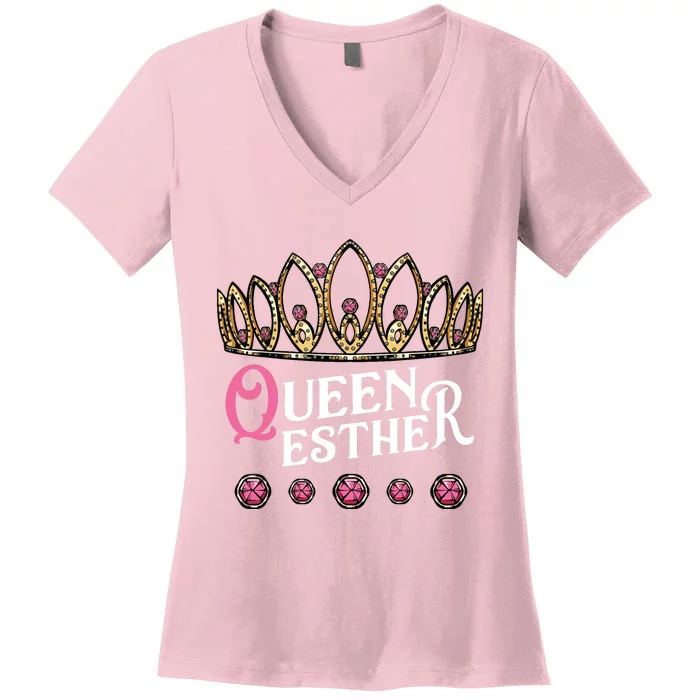 Queen Esther Jewish Purim Costume Humorous Holiday Carnival Women's V-Neck T-Shirt