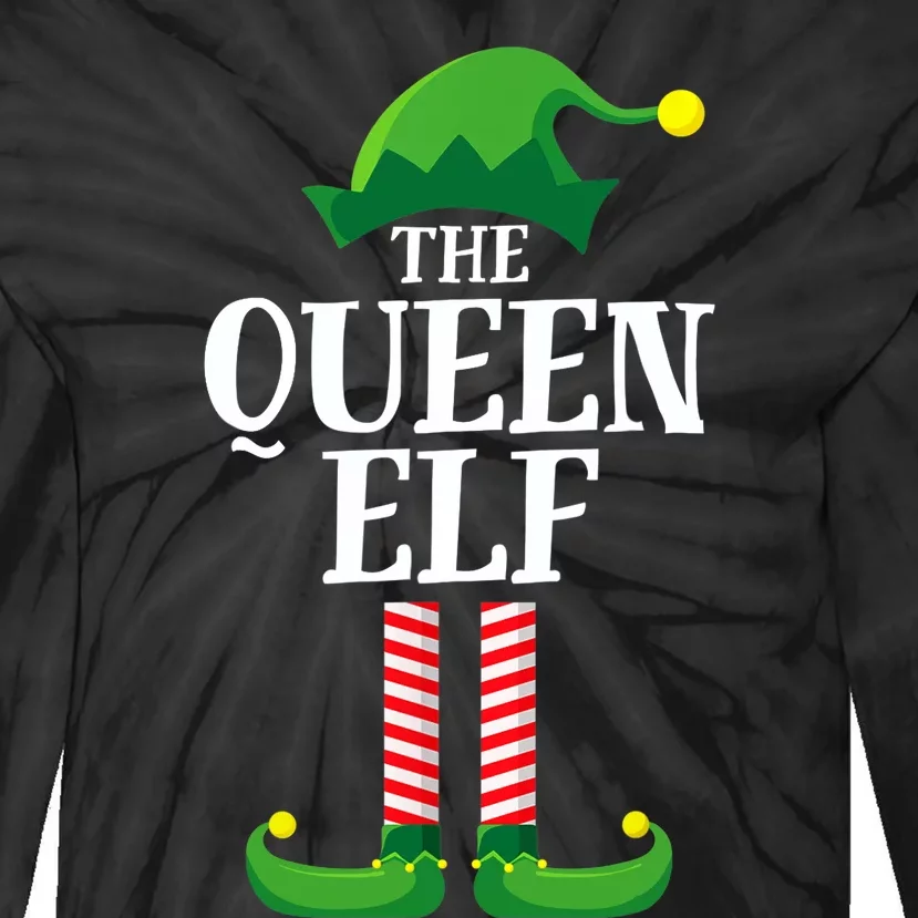 Queen Elf Matching Family Group Christmas Party Elf Tie-Dye Long Sleeve Shirt