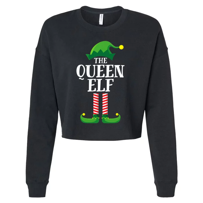 Queen Elf Matching Family Group Christmas Party Elf Cropped Pullover Crew