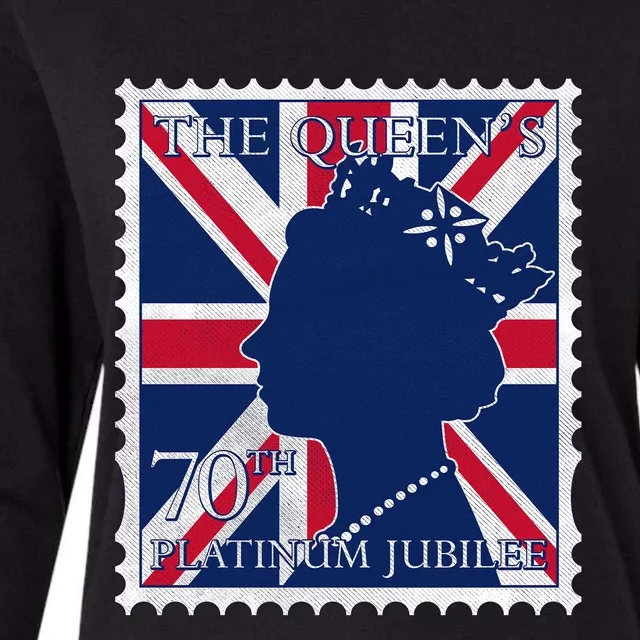 Queen Elizabeth Platinum Jubilee Celebration Queens 70th Anniversary Union Jack Womens Cotton Relaxed Long Sleeve T-Shirt