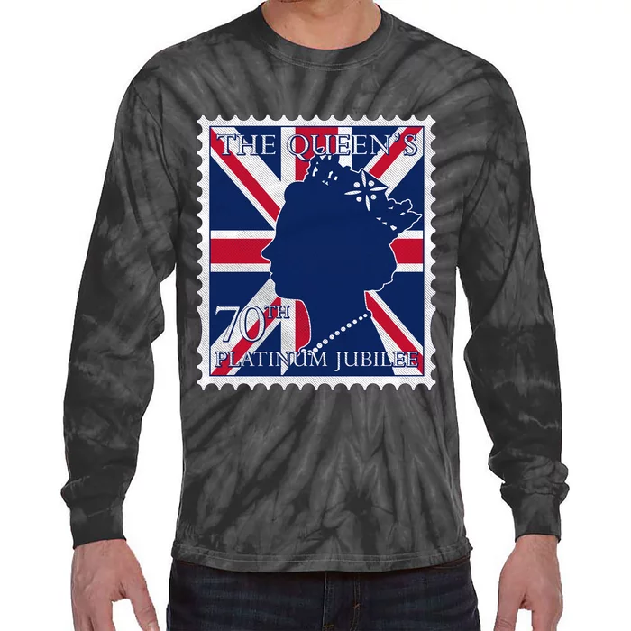 Queen Elizabeth Platinum Jubilee Celebration Queens 70th Anniversary Union Jack Tie-Dye Long Sleeve Shirt