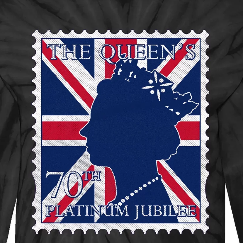 Queen Elizabeth Platinum Jubilee Celebration Queens 70th Anniversary Union Jack Tie-Dye Long Sleeve Shirt