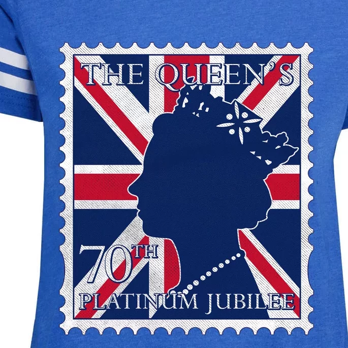 Queen Elizabeth Platinum Jubilee Celebration Queens 70th Anniversary Union Jack Enza Ladies Jersey Football T-Shirt