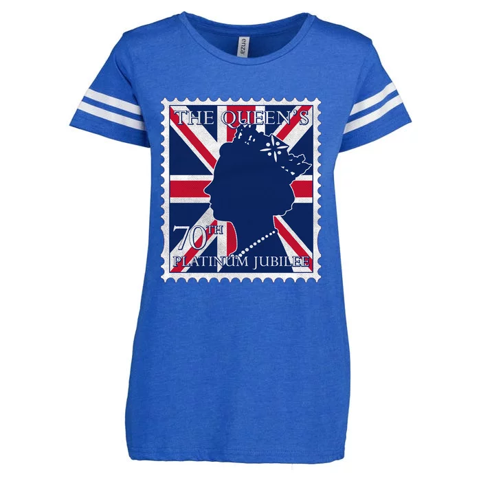 Queen Elizabeth Platinum Jubilee Celebration Queens 70th Anniversary Union Jack Enza Ladies Jersey Football T-Shirt