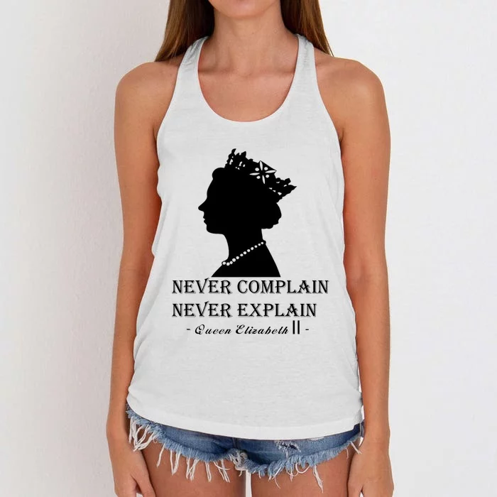 Queen Elizabeth Shirt Never Complain Never Explain Shirt Queen Shirt Roya Women's Knotted Racerback Tank