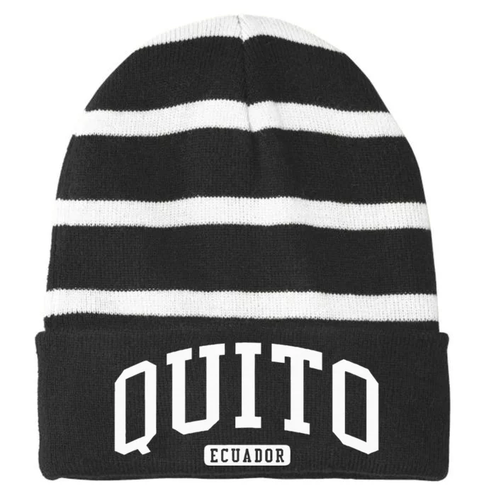 Quito Ecuador Style Striped Beanie with Solid Band