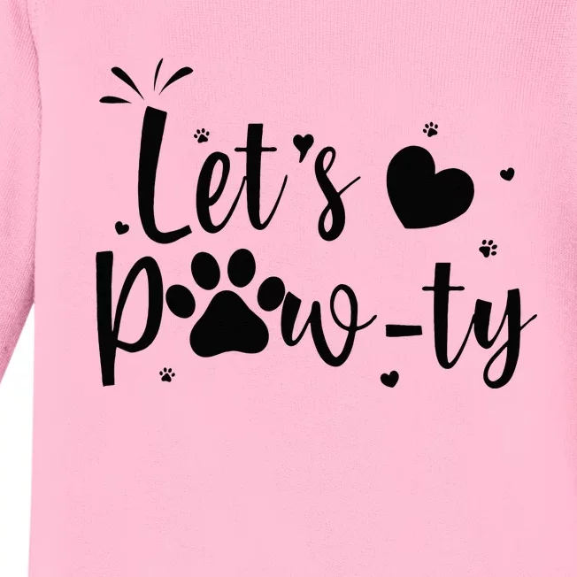 q6bA Funny Let's Pawty Dog Birthday Dog Mom Birthday Party Baby Long Sleeve Bodysuit