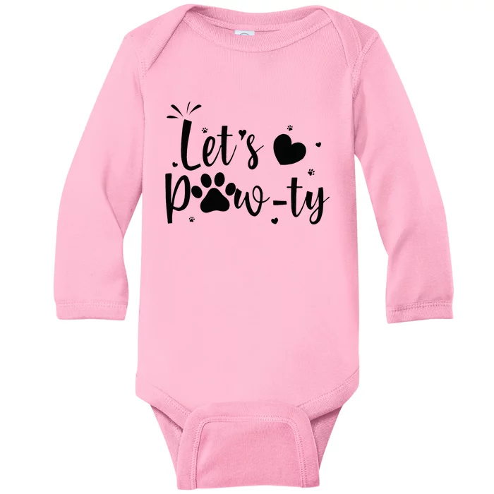 q6bA Funny Let's Pawty Dog Birthday Dog Mom Birthday Party Baby Long Sleeve Bodysuit