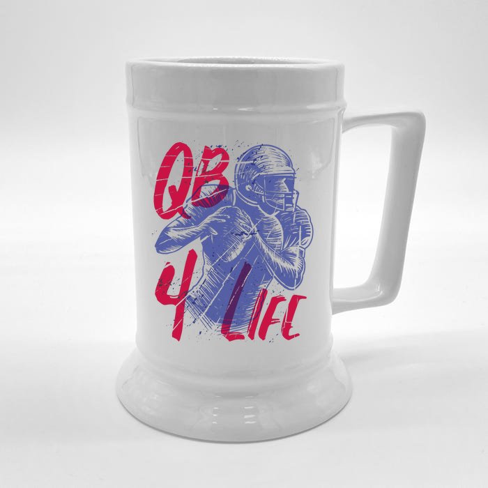 Quarterback For Life Football Player Front & Back Beer Stein