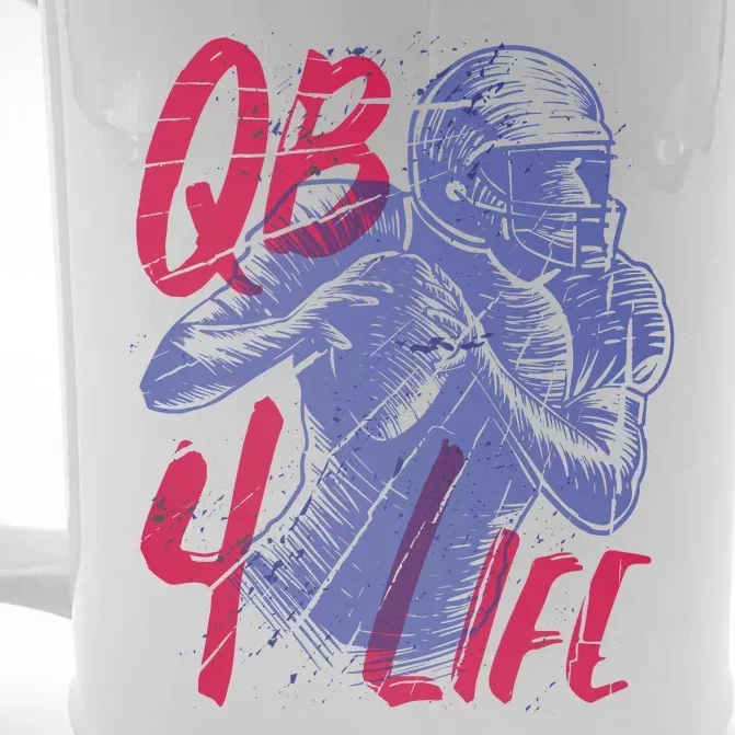 Quarterback For Life Football Player Front & Back Beer Stein