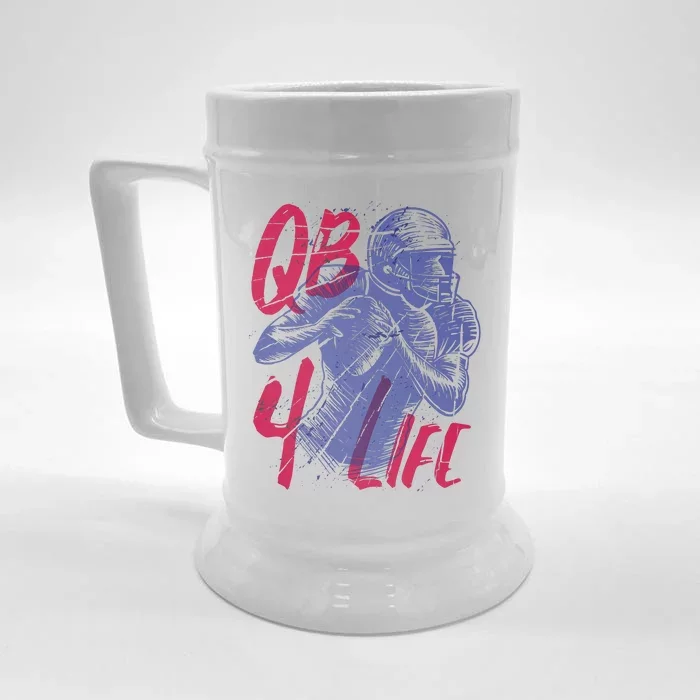 Quarterback For Life Football Player Front & Back Beer Stein