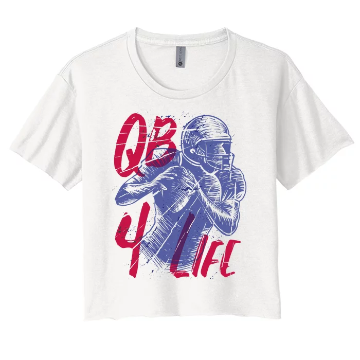 Quarterback For Life Football Player Women's Crop Top Tee