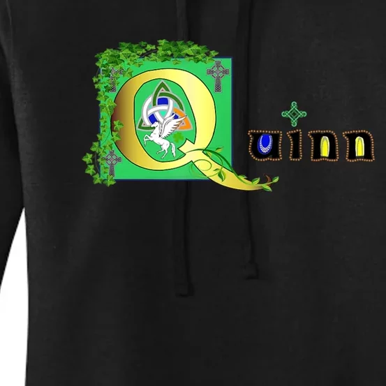 Quinn Family Name In A Celtic, Illuminated Letter Style Women's Pullover Hoodie