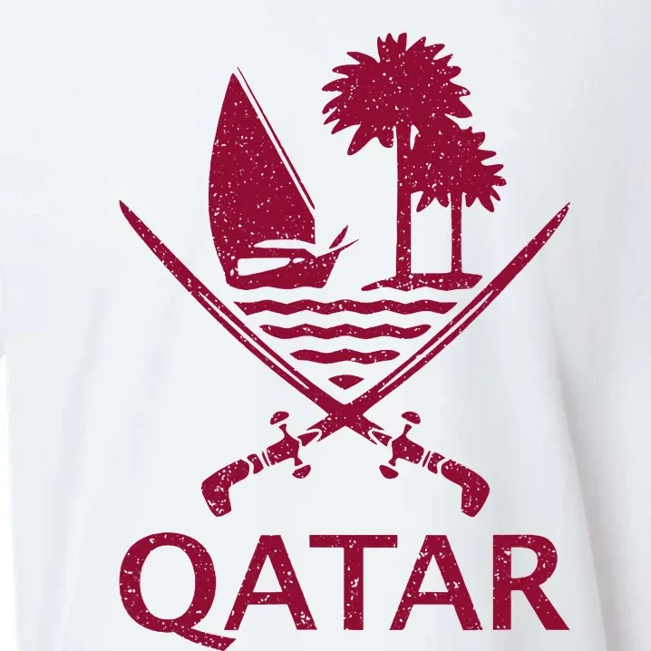 Qatar Flag Qatari Emblem Arms Sueded Cloud Jersey T-Shirt