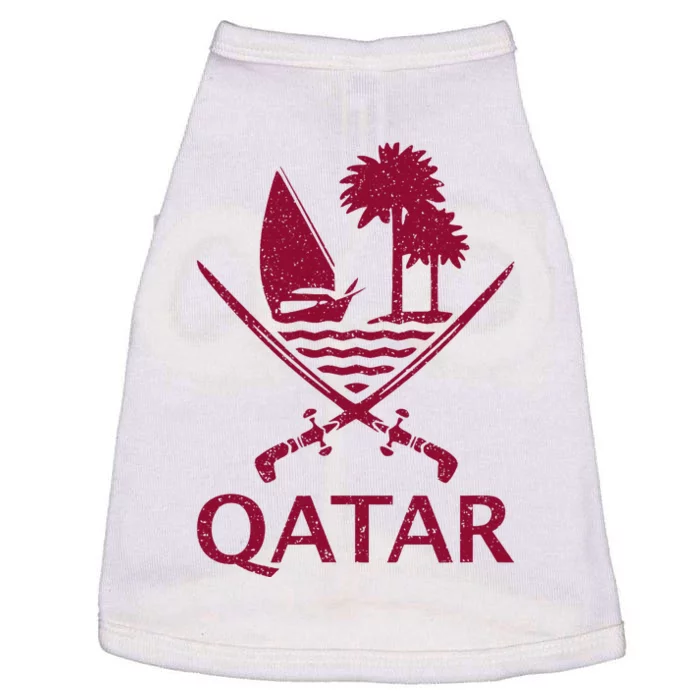 Qatar Flag Qatari Emblem Arms Doggie Tank