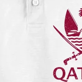 Qatar Flag Qatari Emblem Arms Dry Zone Grid Performance Polo