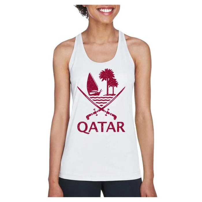 Qatar Flag Qatari Emblem Arms Women's Racerback Tank