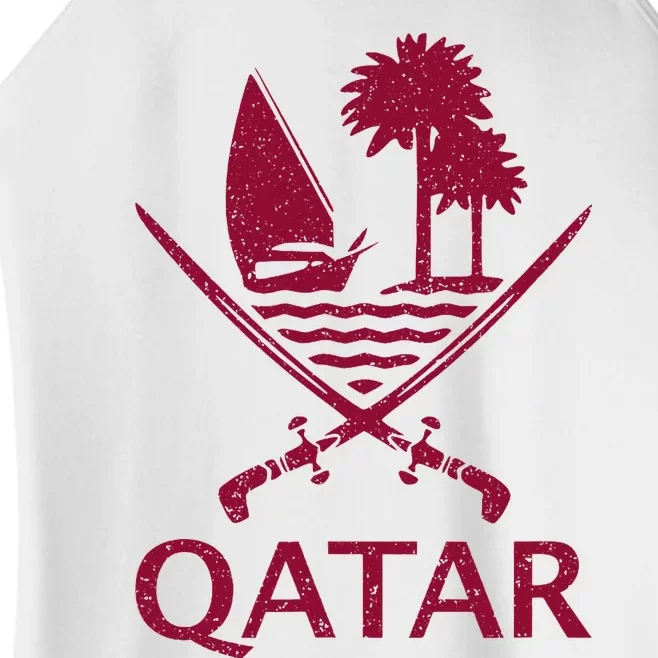 Qatar Flag Qatari Emblem Arms Women’s Perfect Tri Rocker Tank