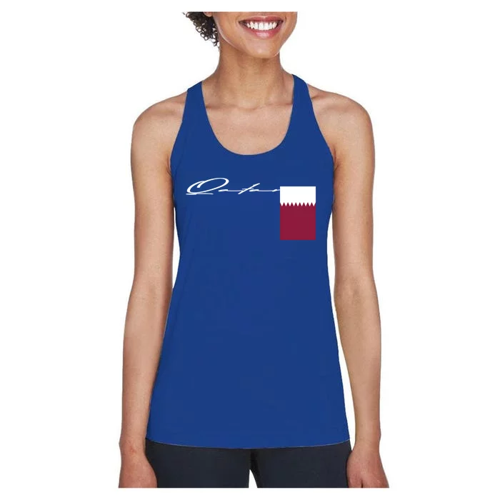 Qatar Flag Signature Patriotic Pole Cool Gift Women's Racerback Tank