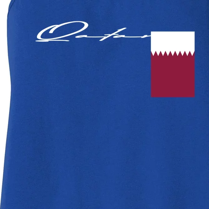 Qatar Flag Signature Patriotic Pole Cool Gift Women's Racerback Tank