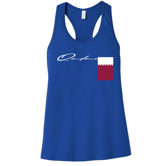 Qatar Flag Signature Patriotic Pole Cool Gift Women's Racerback Tank