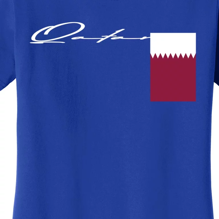 Qatar Flag Signature Patriotic Pole Cool Gift Women's T-Shirt