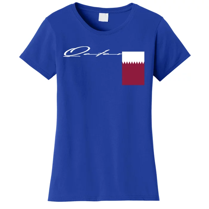 Qatar Flag Signature Patriotic Pole Cool Gift Women's T-Shirt