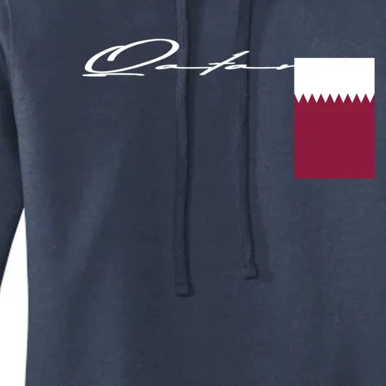 Qatar Flag Signature Patriotic Pole Cool Gift Women's Pullover Hoodie