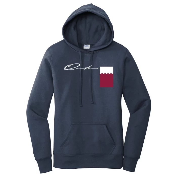 Qatar Flag Signature Patriotic Pole Cool Gift Women's Pullover Hoodie