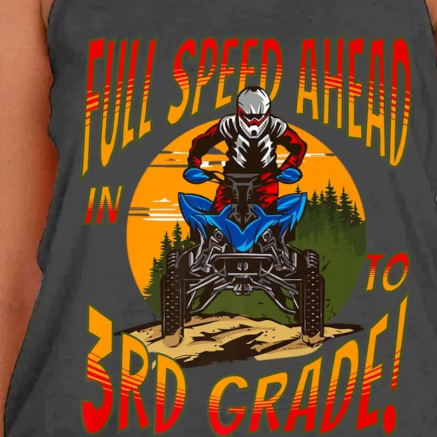 Quad Full Speed Ahead To 3rd Grade Back To School Happy First Day Of 3rd Grade Women's Knotted Racerback Tank