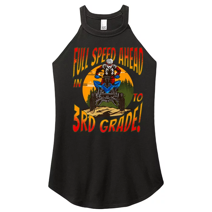 Quad Full Speed Ahead To 3rd Grade Back To School Happy First Day Of 3rd Grade Women’s Perfect Tri Rocker Tank