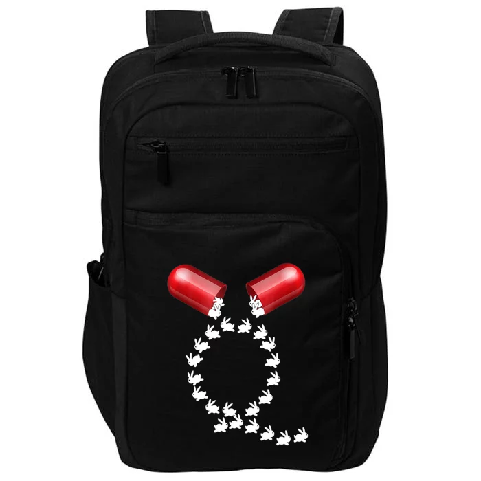 Qanon Follow The White Rabbit Red Pill Q Anon Pilled Impact Tech Backpack