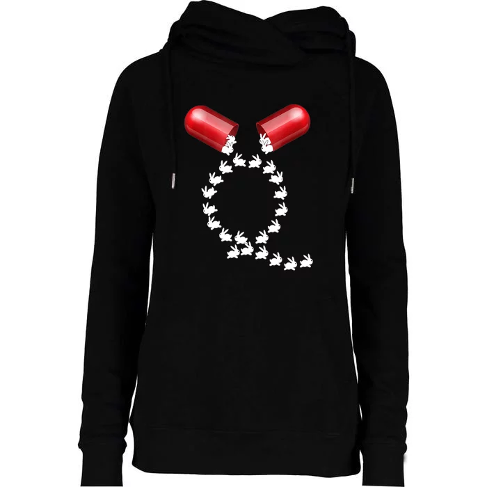 Qanon Follow The White Rabbit Red Pill Q Anon Pilled Womens Funnel Neck Pullover Hood