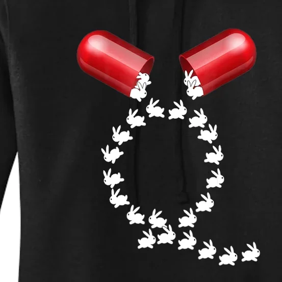 Qanon Follow The White Rabbit Red Pill Q Anon Pilled Women's Pullover Hoodie