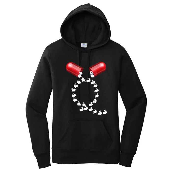 Qanon Follow The White Rabbit Red Pill Q Anon Pilled Women's Pullover Hoodie