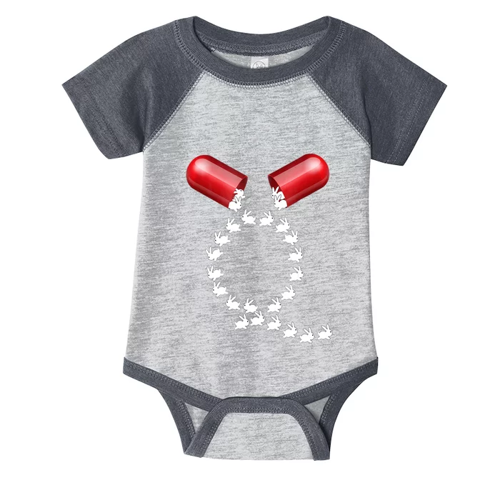 Qanon Follow The White Rabbit Red Pill Q Anon Pilled Infant Baby Jersey Bodysuit