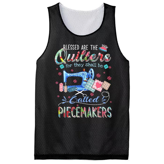 Quilting Gift Blessed Are The Quilters For They Shall Be Mesh Reversible Basketball Jersey Tank