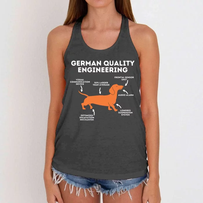 Quality German Engineering Dachshund Lover Wiener Dog Women's Knotted Racerback Tank