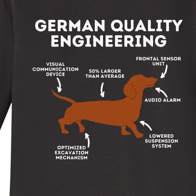 Quality German Engineering Dachshund Lover Wiener Dog Baby Long Sleeve Bodysuit