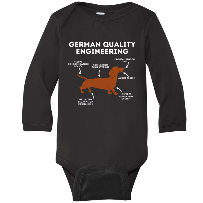 Quality German Engineering Dachshund Lover Wiener Dog Baby Long Sleeve Bodysuit