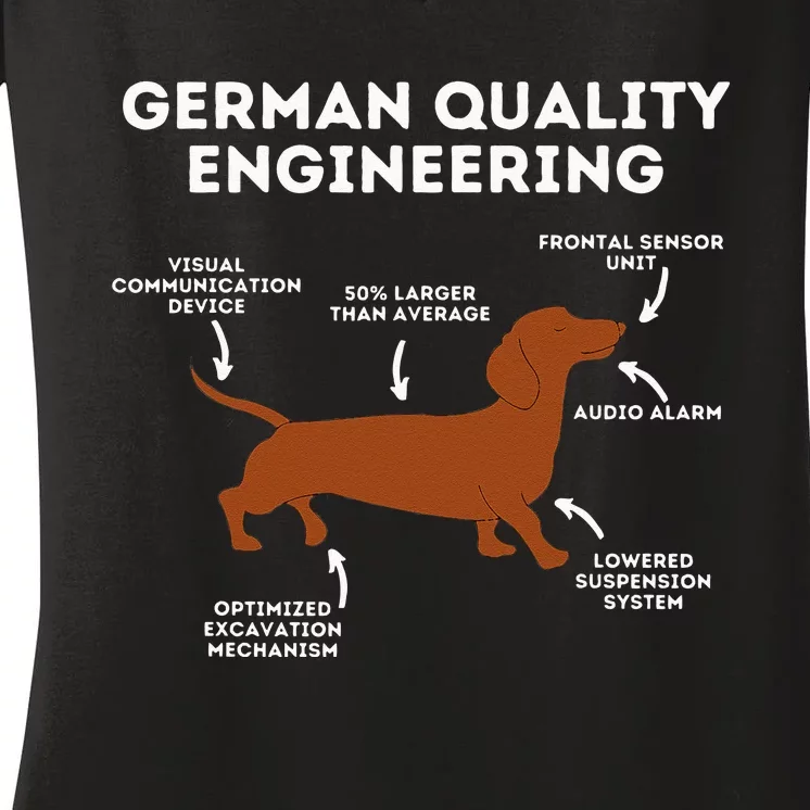 Quality German Engineering Dachshund Lover Wiener Dog Women's V-Neck T-Shirt