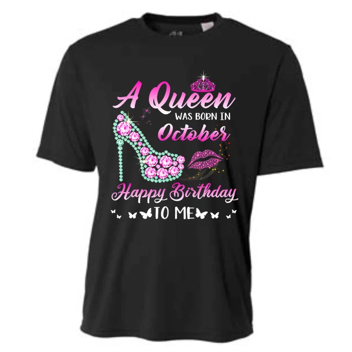 Queencute Giftwascute Giftborn Incute Giftoctober Cute Funnycute Gifthappy Birth Cooling Performance Crew T-Shirt