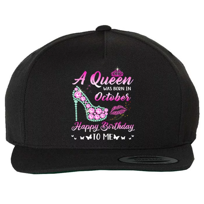 Queencute Giftwascute Giftborn Incute Giftoctober Cute Funnycute Gifthappy Birth Wool Snapback Cap