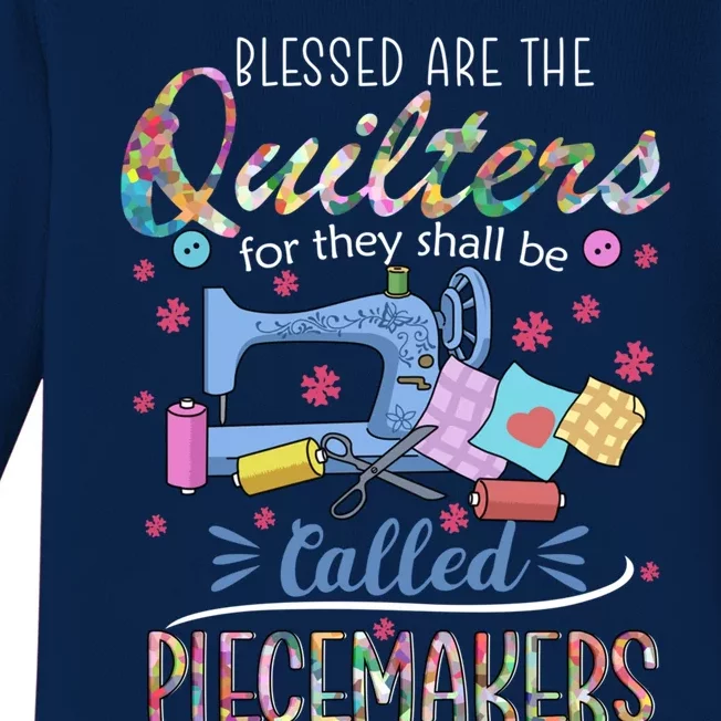 Quilting Great Gift Blessed Are Piecemakers Cool Gift For Quilters Gift Baby Long Sleeve Bodysuit