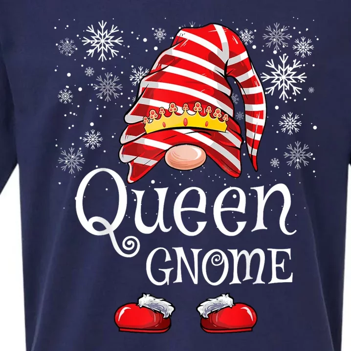 Queen Gnome Matching Family Gnomes Funny Christmas Sueded Cloud Jersey T-Shirt