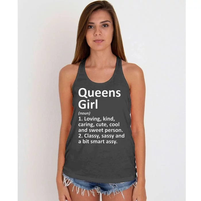 QUEENS GIRL NY NEW YORK Funny City Home Roots Gift Women's Knotted Racerback Tank