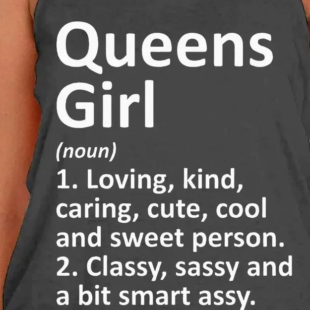 QUEENS GIRL NY NEW YORK Funny City Home Roots Gift Women's Knotted Racerback Tank