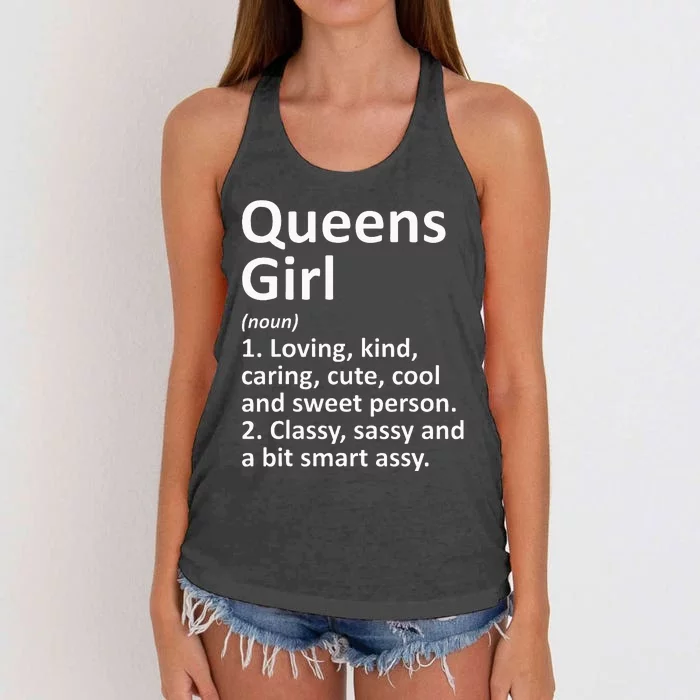 QUEENS GIRL NY NEW YORK Funny City Home Roots Gift Women's Knotted Racerback Tank