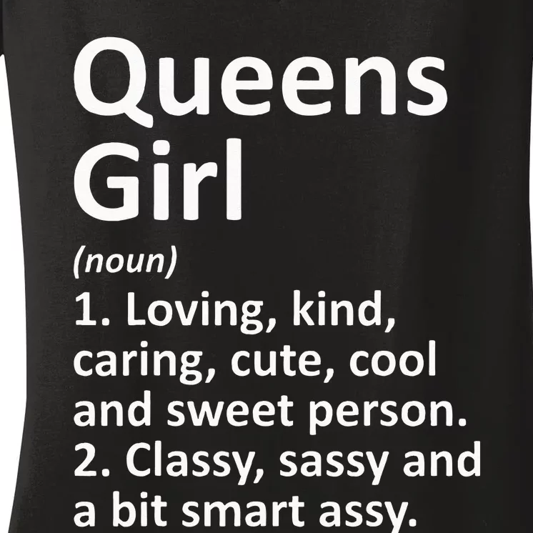 QUEENS GIRL NY NEW YORK Funny City Home Roots Gift Women's V-Neck T-Shirt